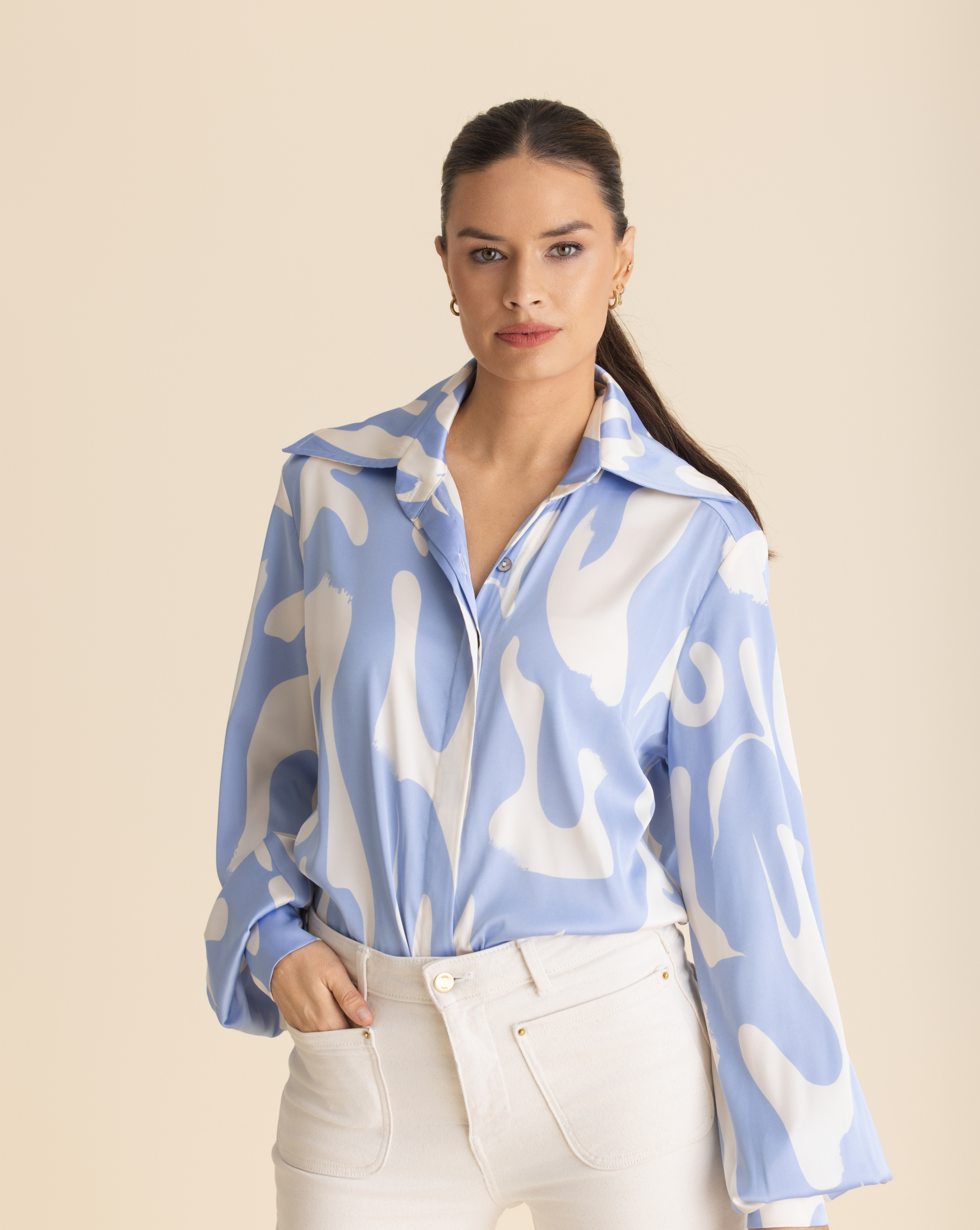 Elle Classic Shirt | Sky Blue & Ivory – Lira & Fynn