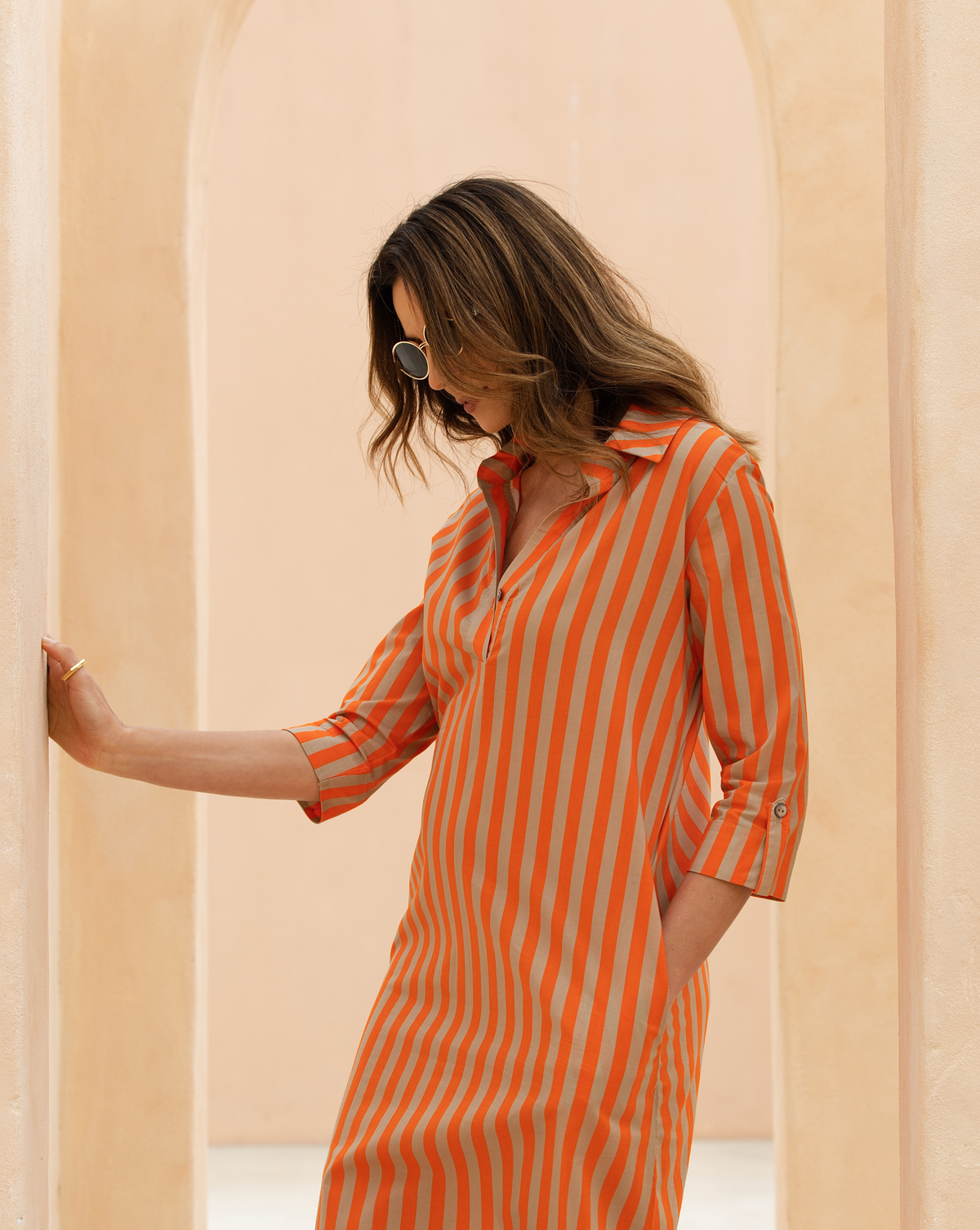 Willow Dress |  Red & Camel Stripe