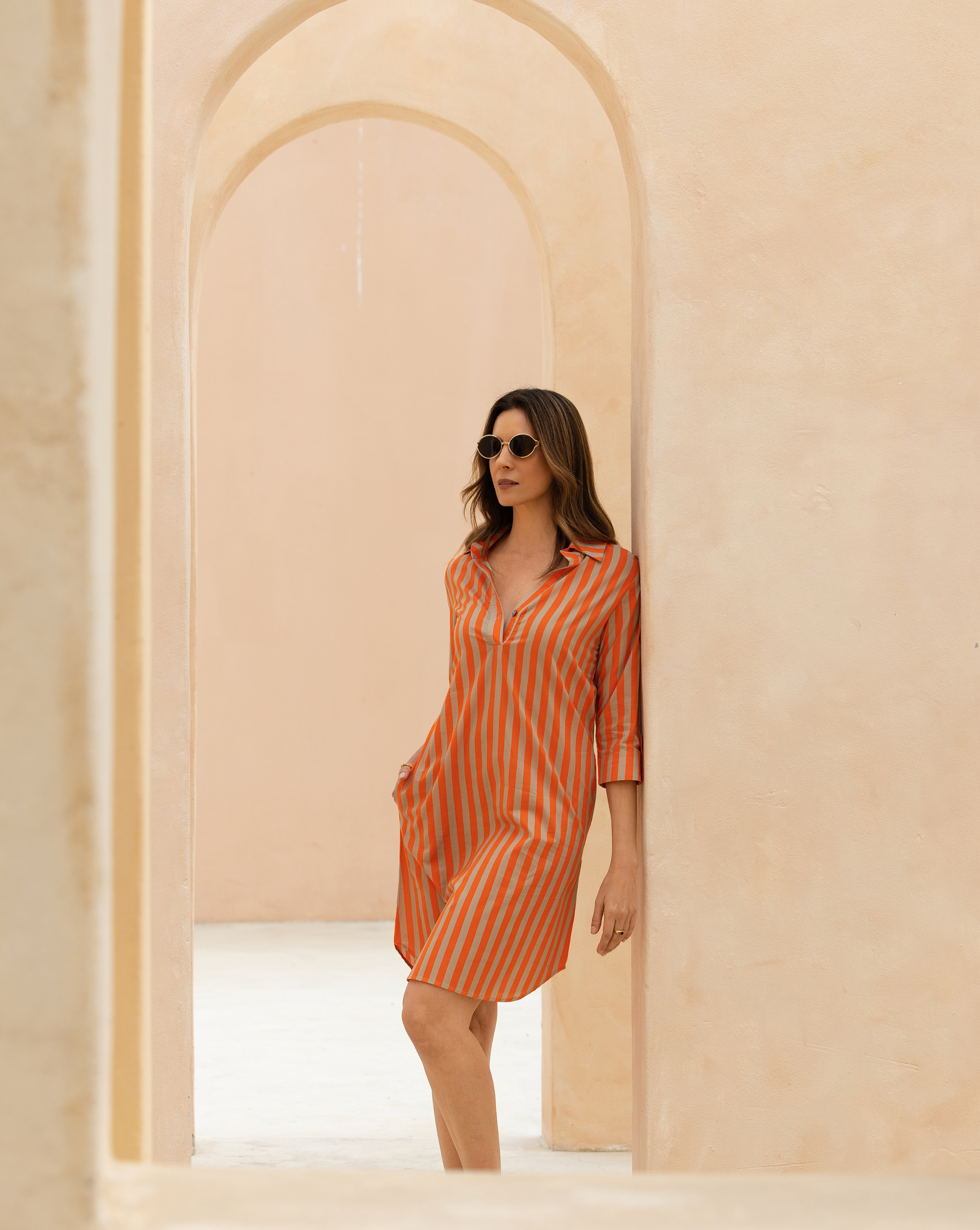 Willow Dress |  Red & Camel Stripe