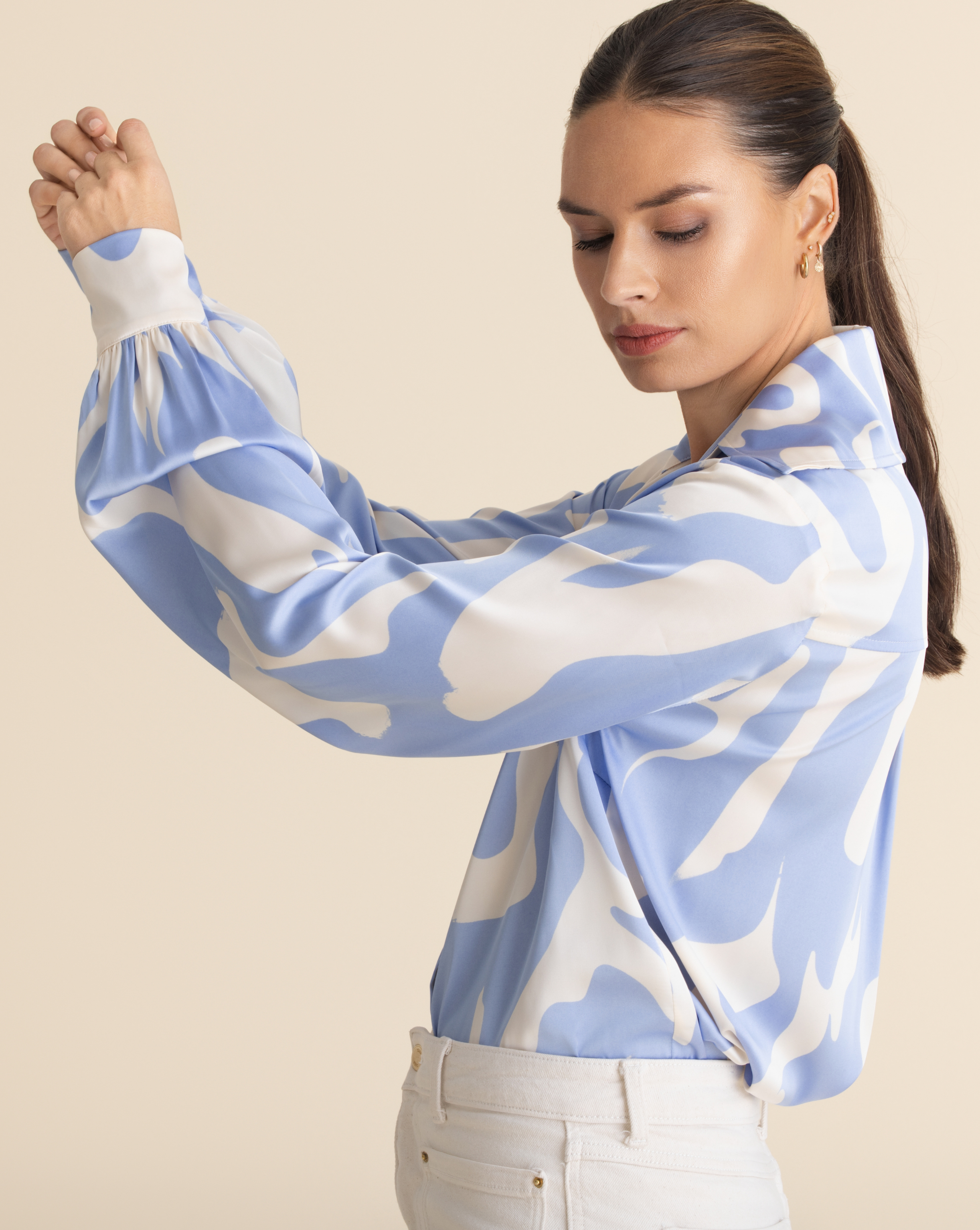 Classic Elle Shirt | Sky Blue & Ivory