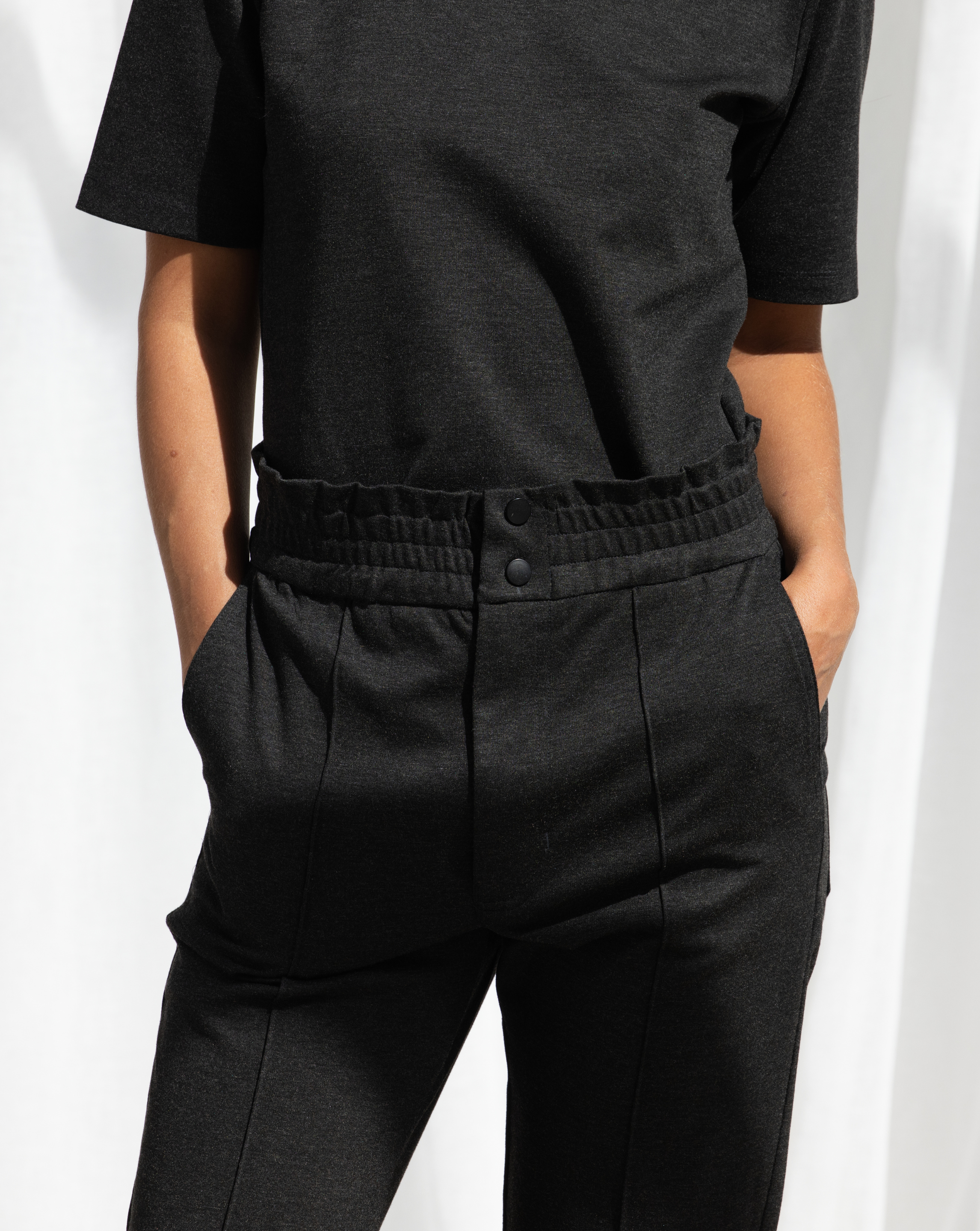 Fiji Funnel Neck Short-Sleeve Top |  Grey Melange