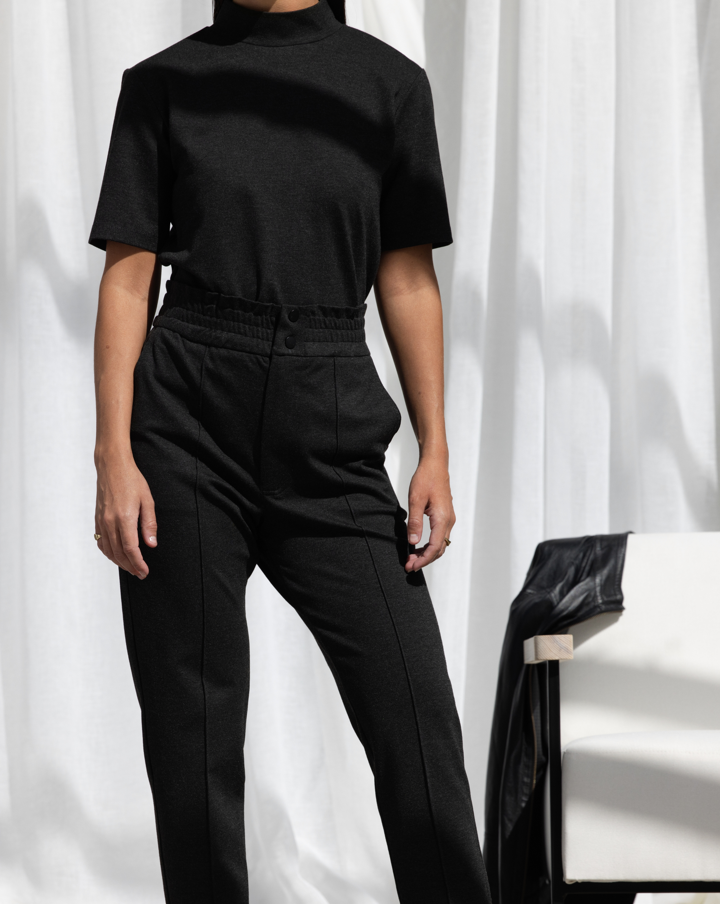 Fiji Funnel Neck Short-Sleeve Top |  Grey Melange