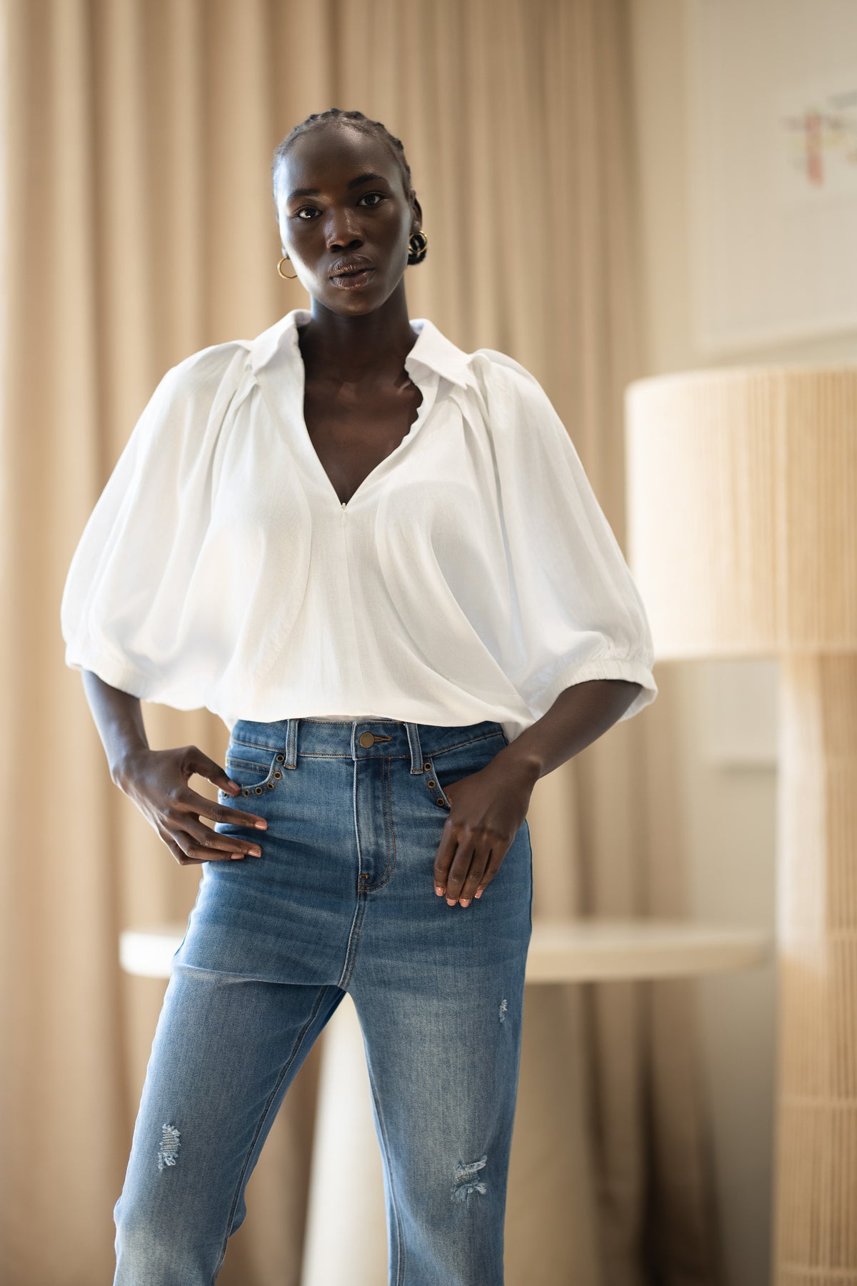 Monaco Top | White Rayon Linen