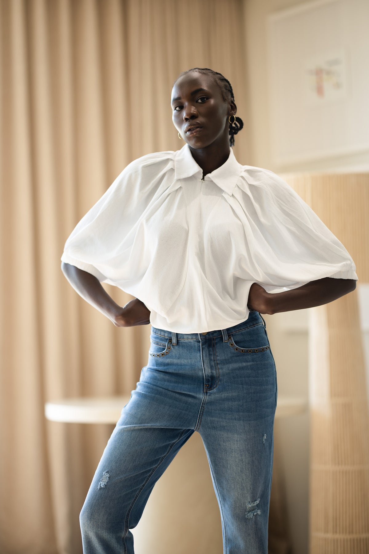 Monaco Top | White Rayon Linen