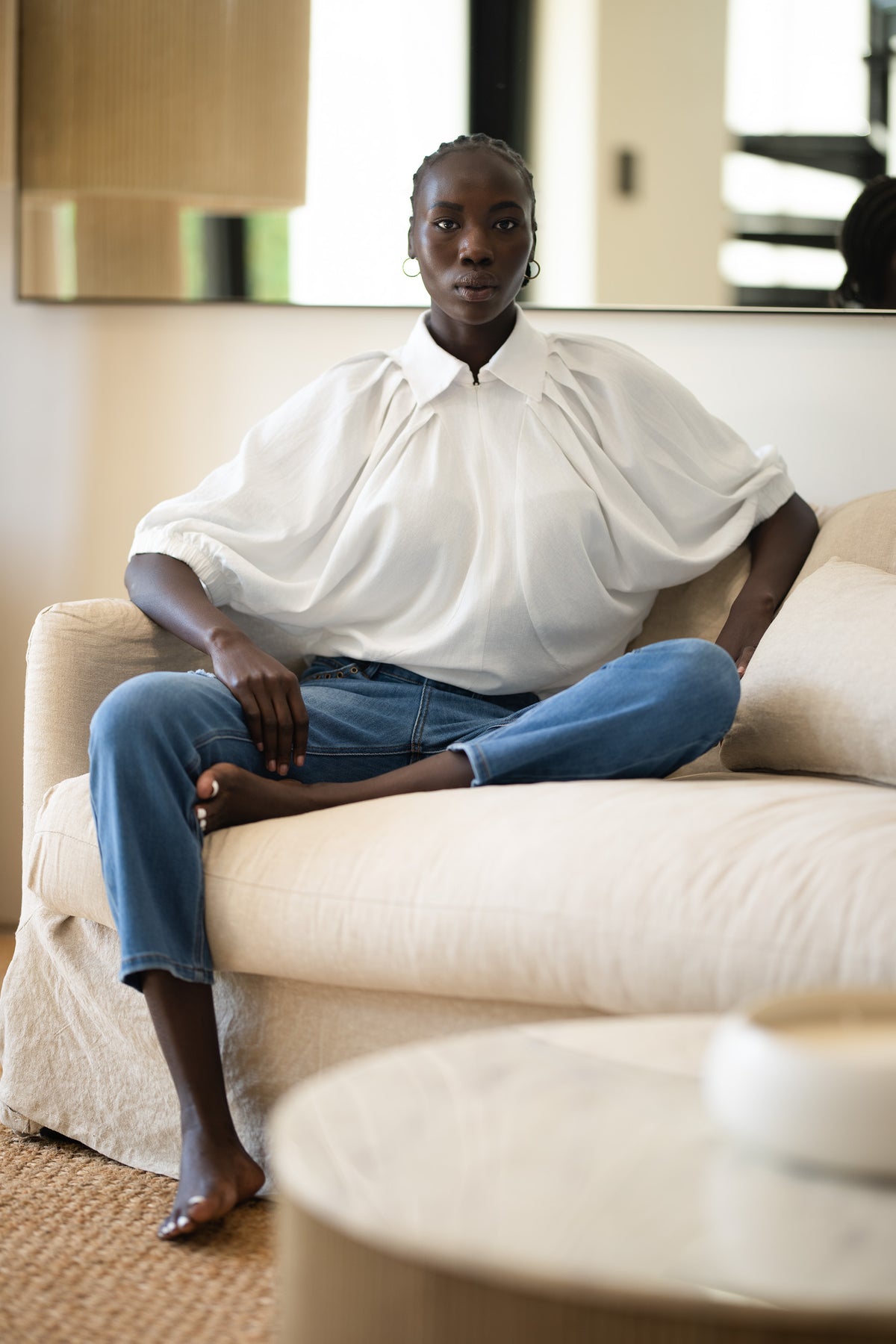 Monaco Top | White Rayon Linen