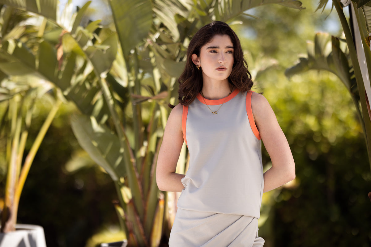 Basic Vest | Urban Taupe & Coral Edge