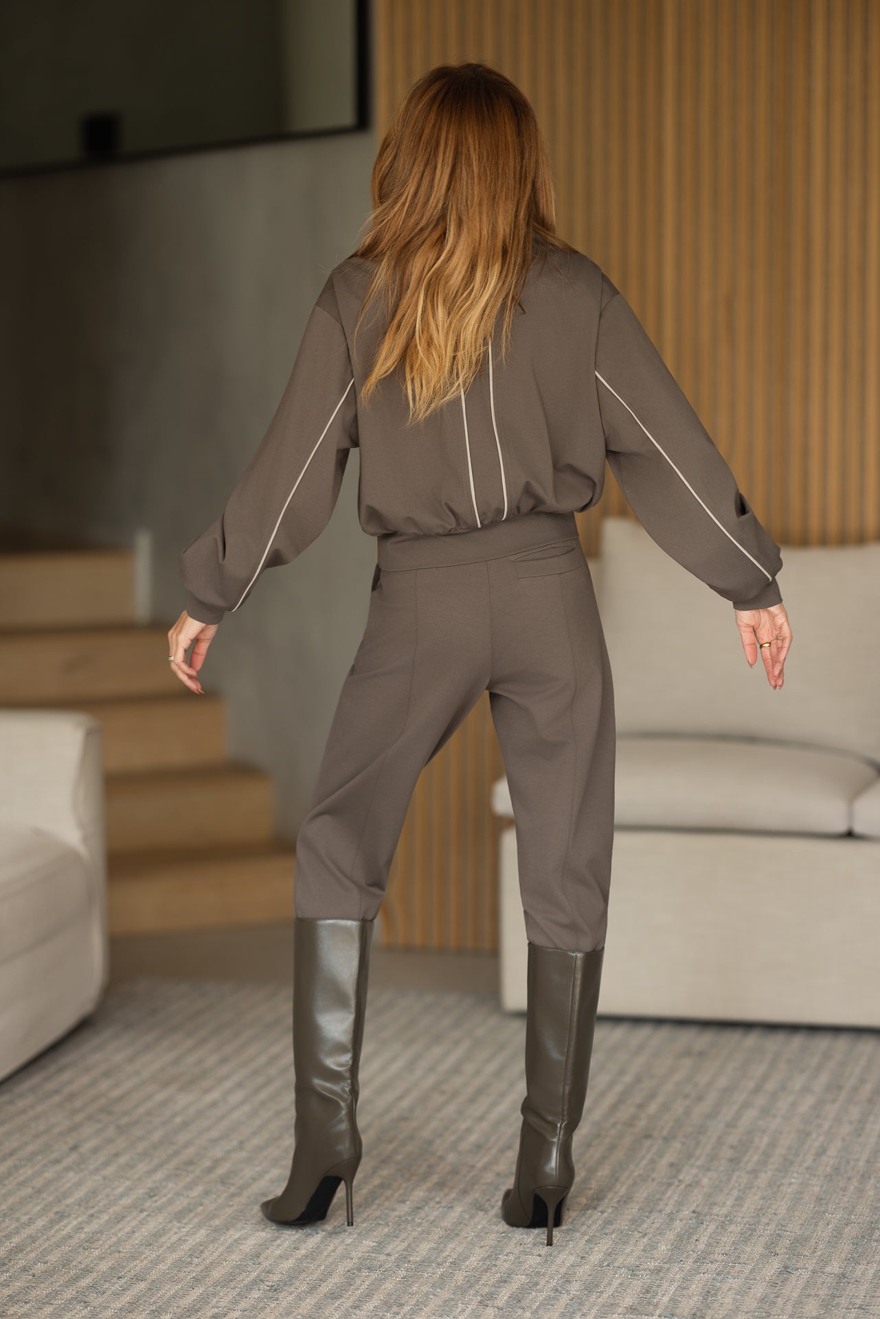 Gia Bomber | Major Brown & Urban Taupe Piping