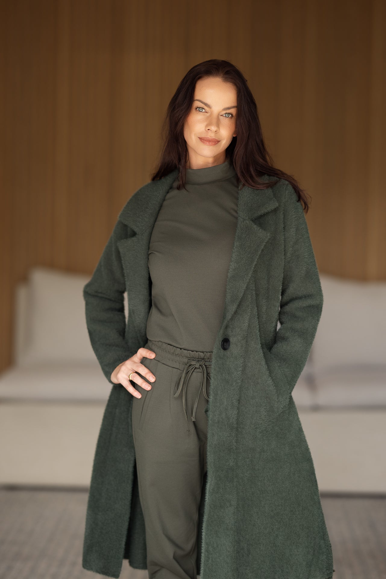Fiji Funnel Neck Long-Sleeve Top |  Forest Green