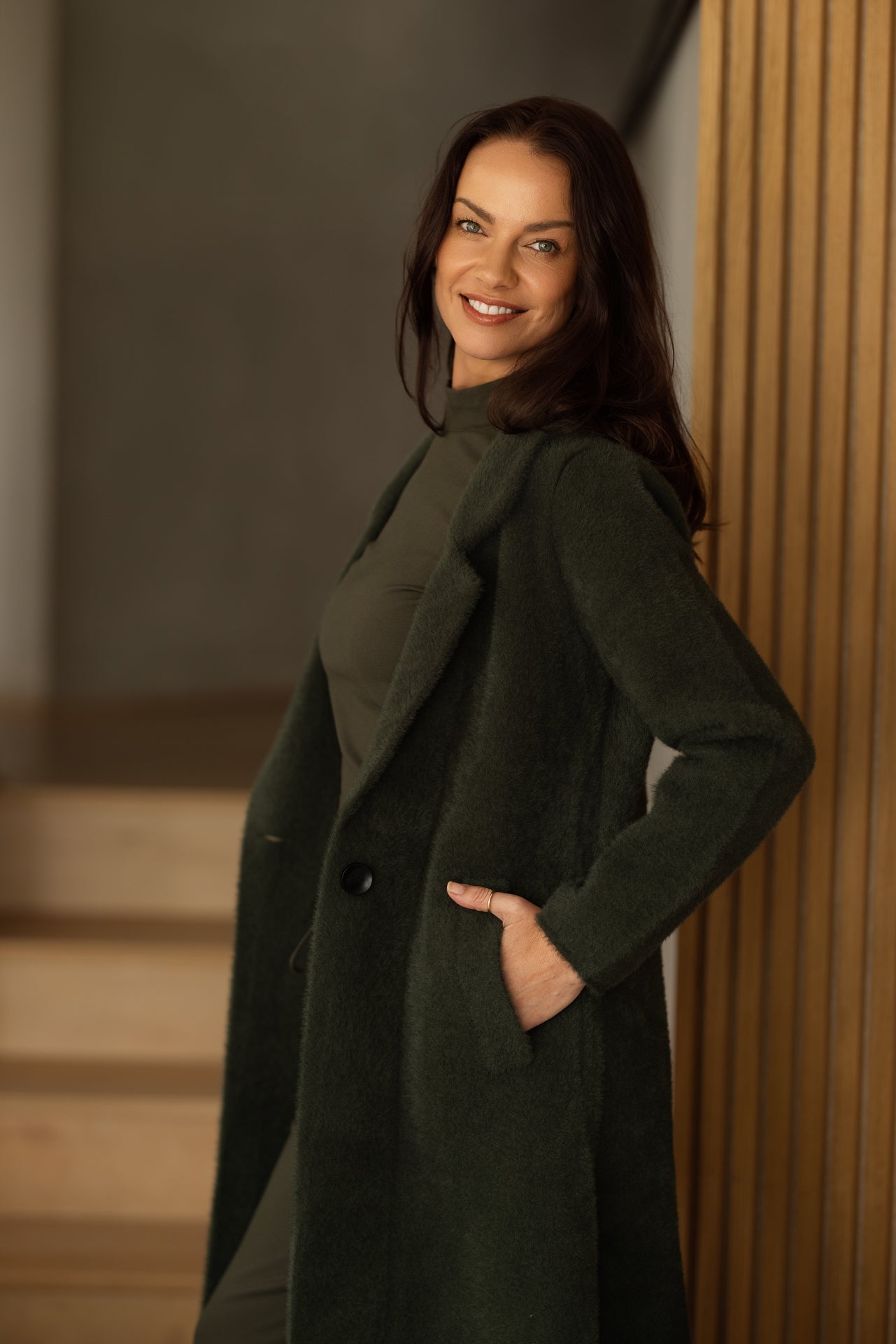 Fiji Funnel Neck Long-Sleeve Top |  Forest Green