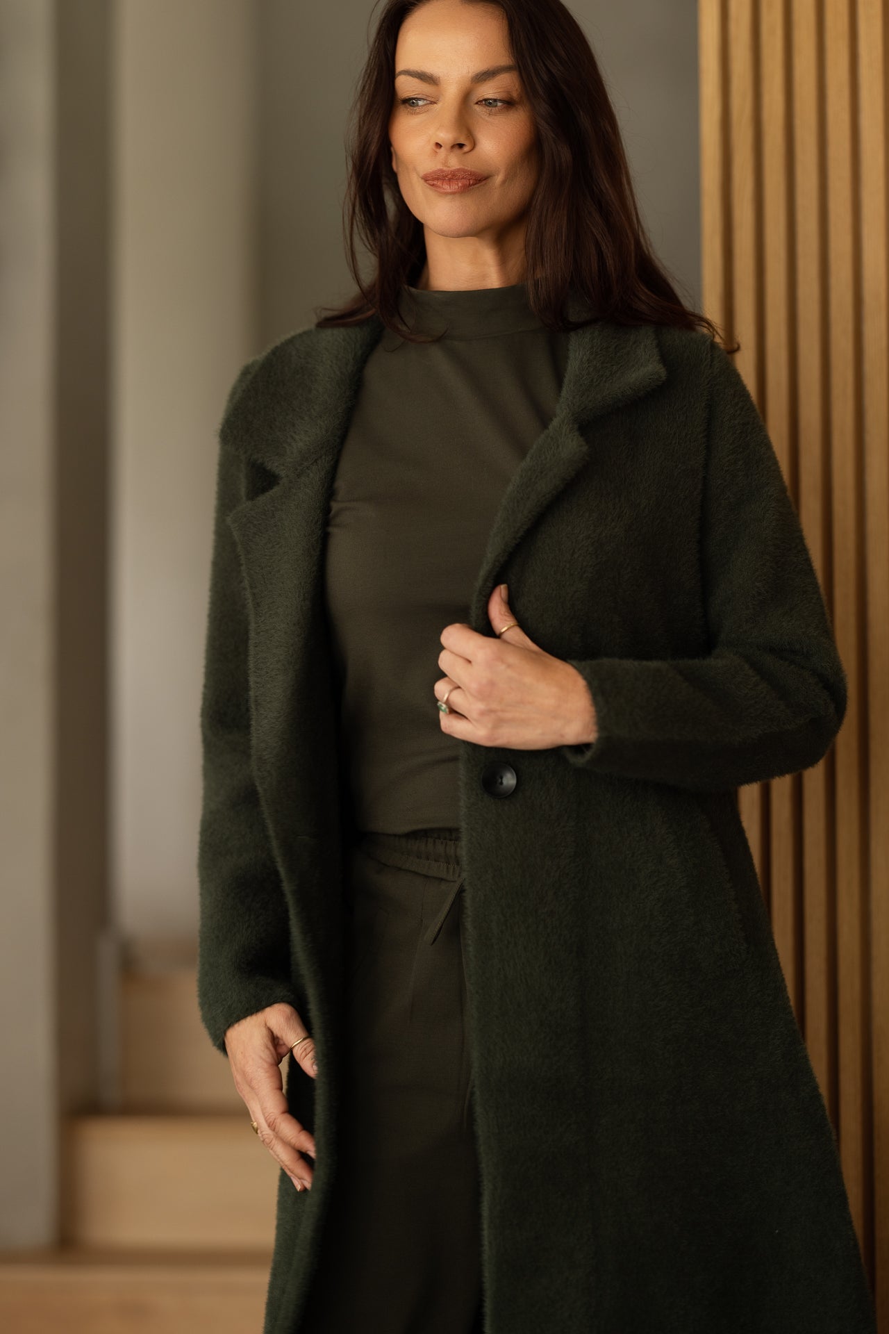 Fiji Funnel Neck Long-Sleeve Top |  Forest Green