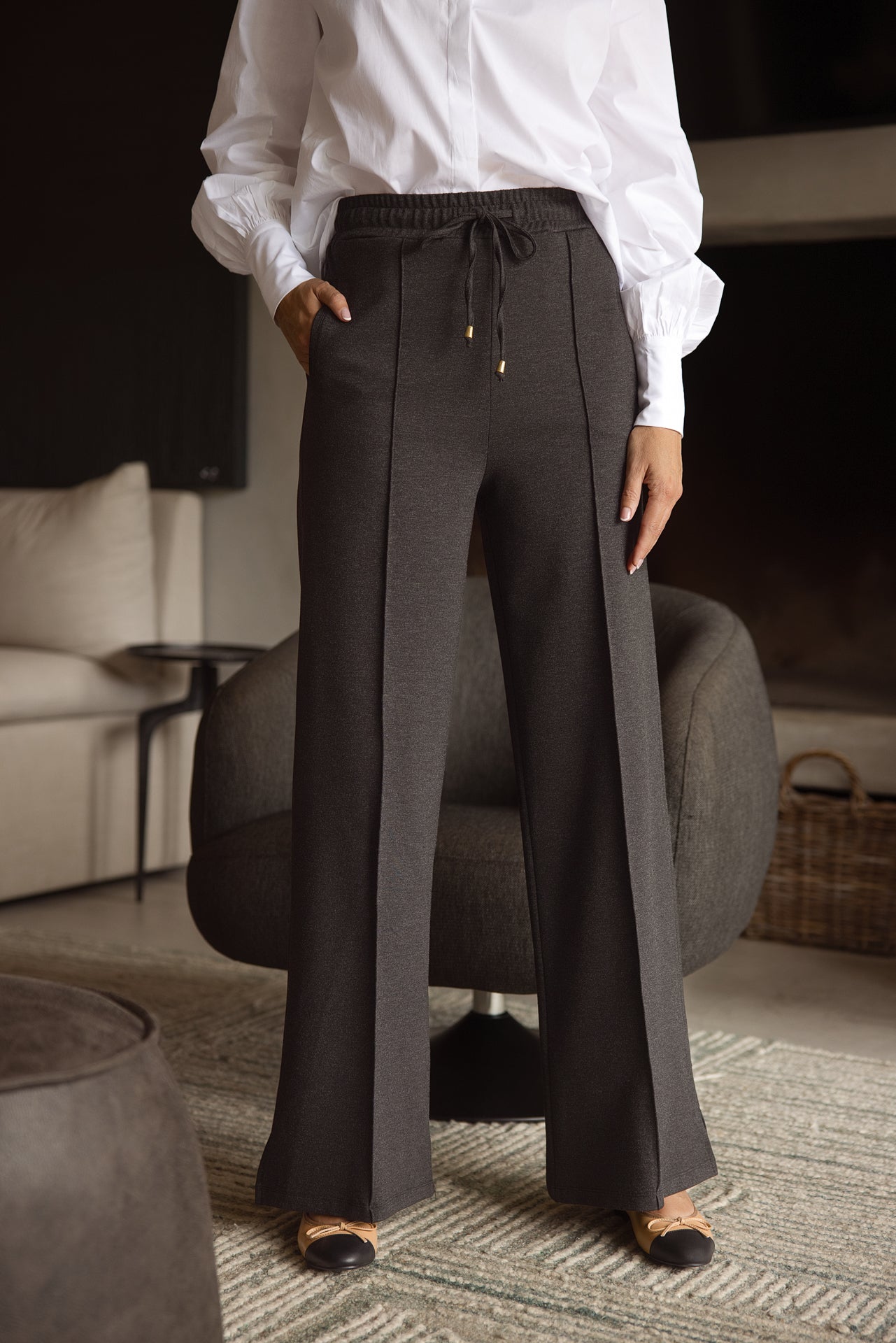 Lana Palazzo Pants | Charcoal
