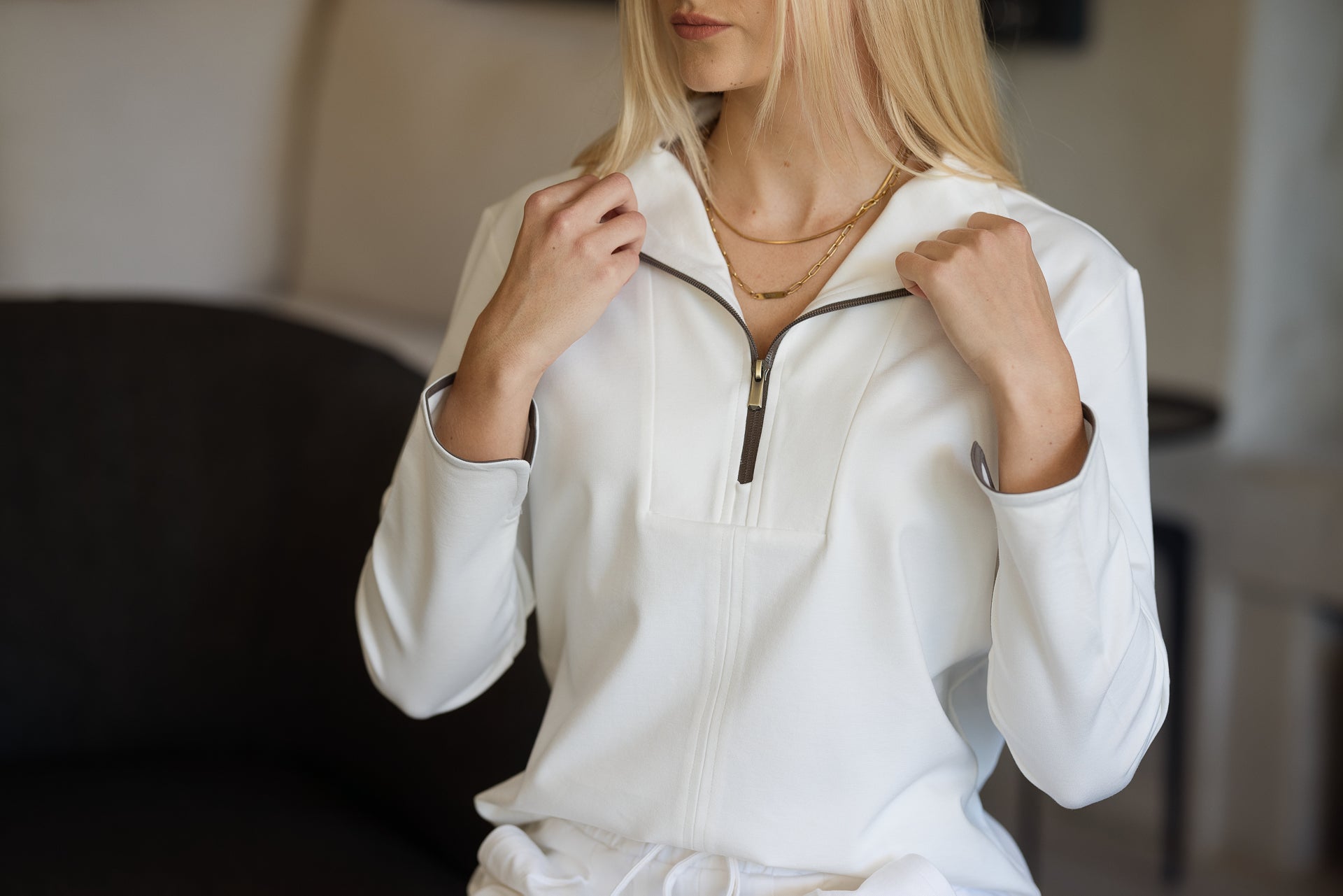 Zurich Zipper Top | Ivory