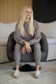 Peru Piped Sweater | Major Brown & Taupe Piping