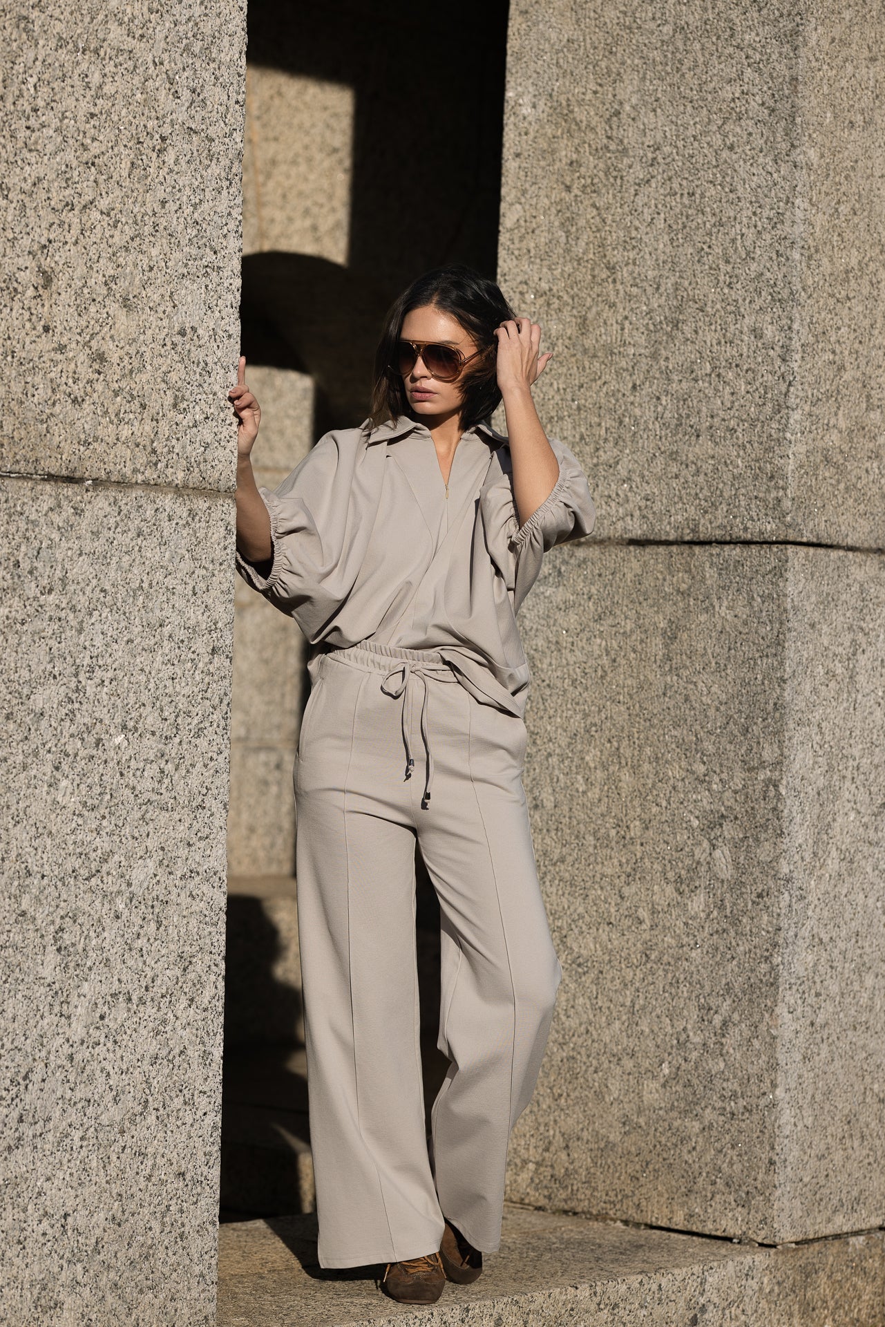 Lana Palazzo Pants | Urban Taupe