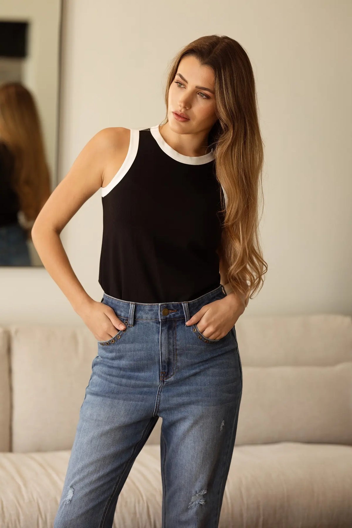 Basic Vest | Black & Ivory Edge