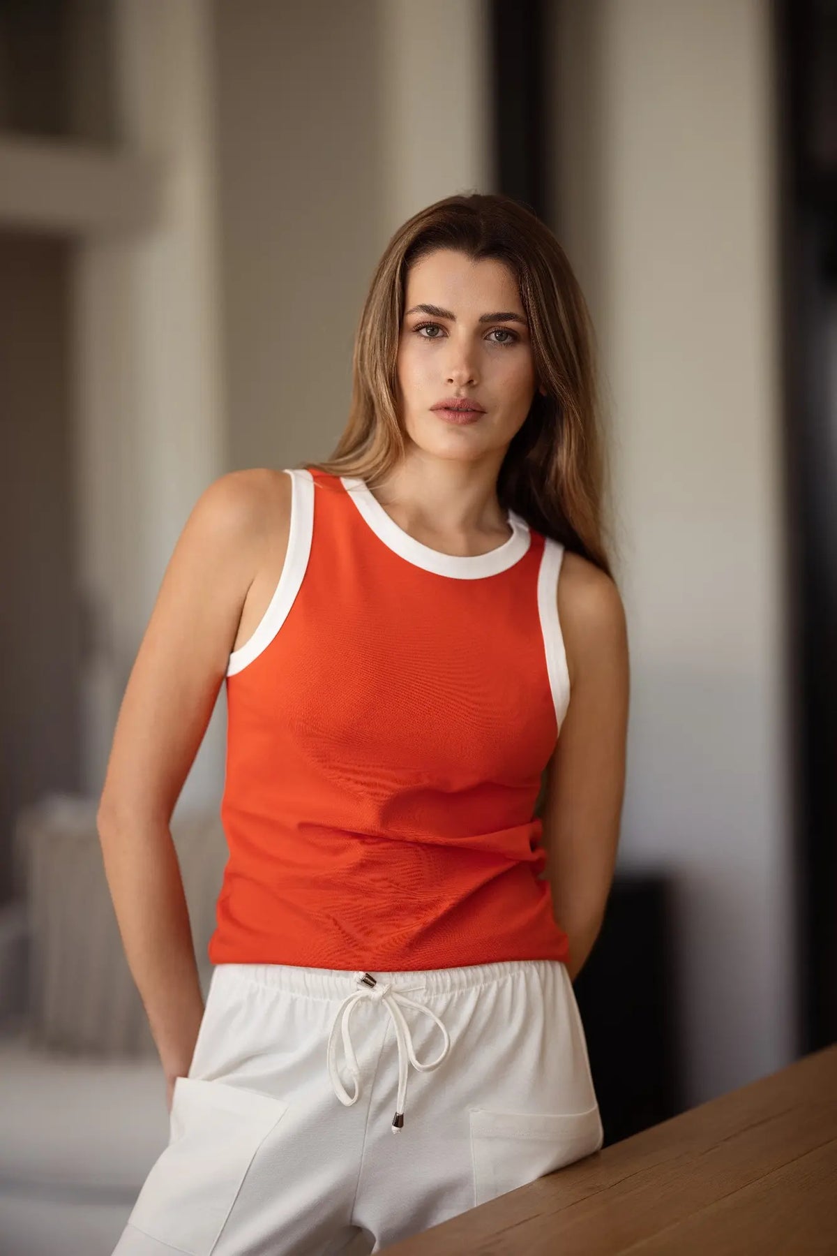 Basic Vest | Grenadine & Ivory Edge