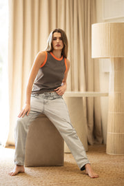 Basic Vest | Major Brown & Coral Edge