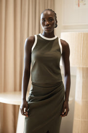 Basic Vest | Forest Green & Ivory Edge
