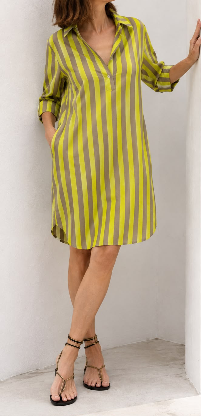 Willow Dress | Yellow Camel Stripe