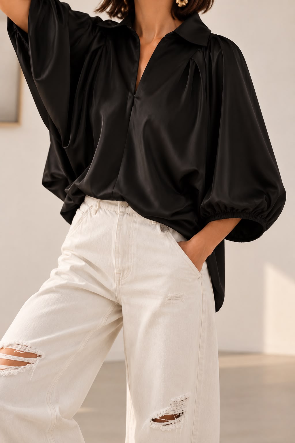 Monaco Top | Black Satin