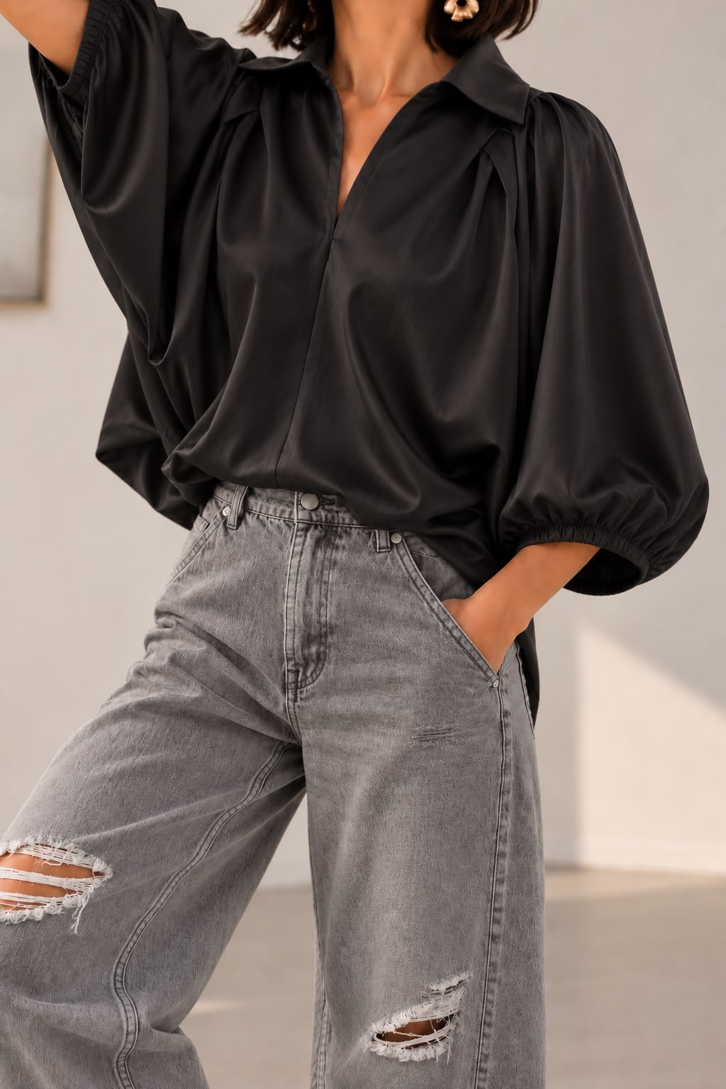 Monaco Top | Black Satin