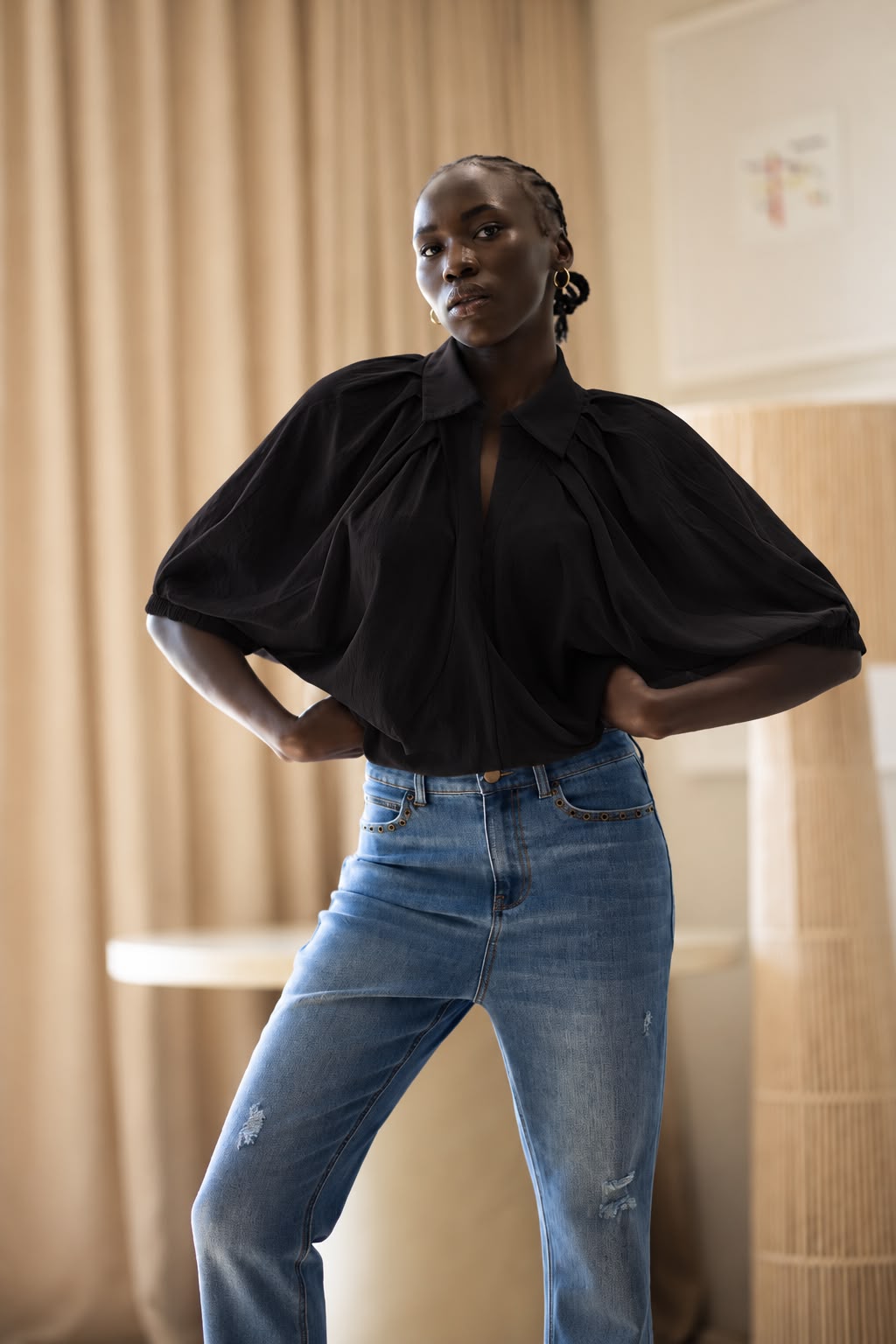 Monaco Top | Black Slub-Linen