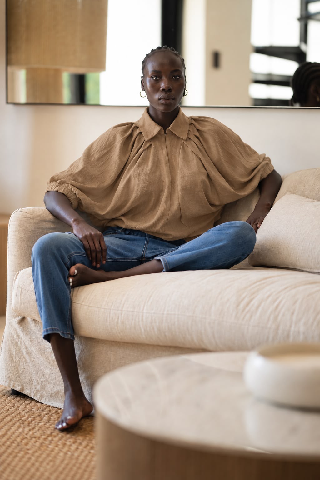 Monaco Top | Brown Slub-Linen