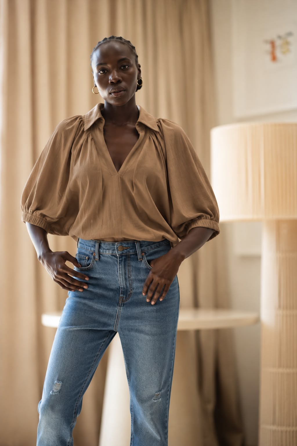 Monaco Top | Brown Slub-Linen