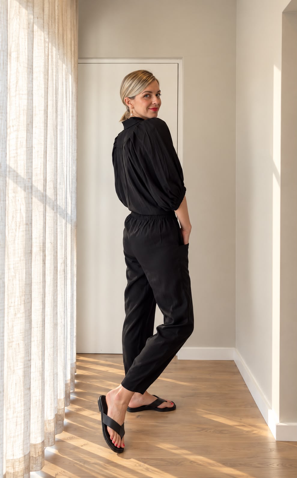 George Pants | Black Slub-Linen