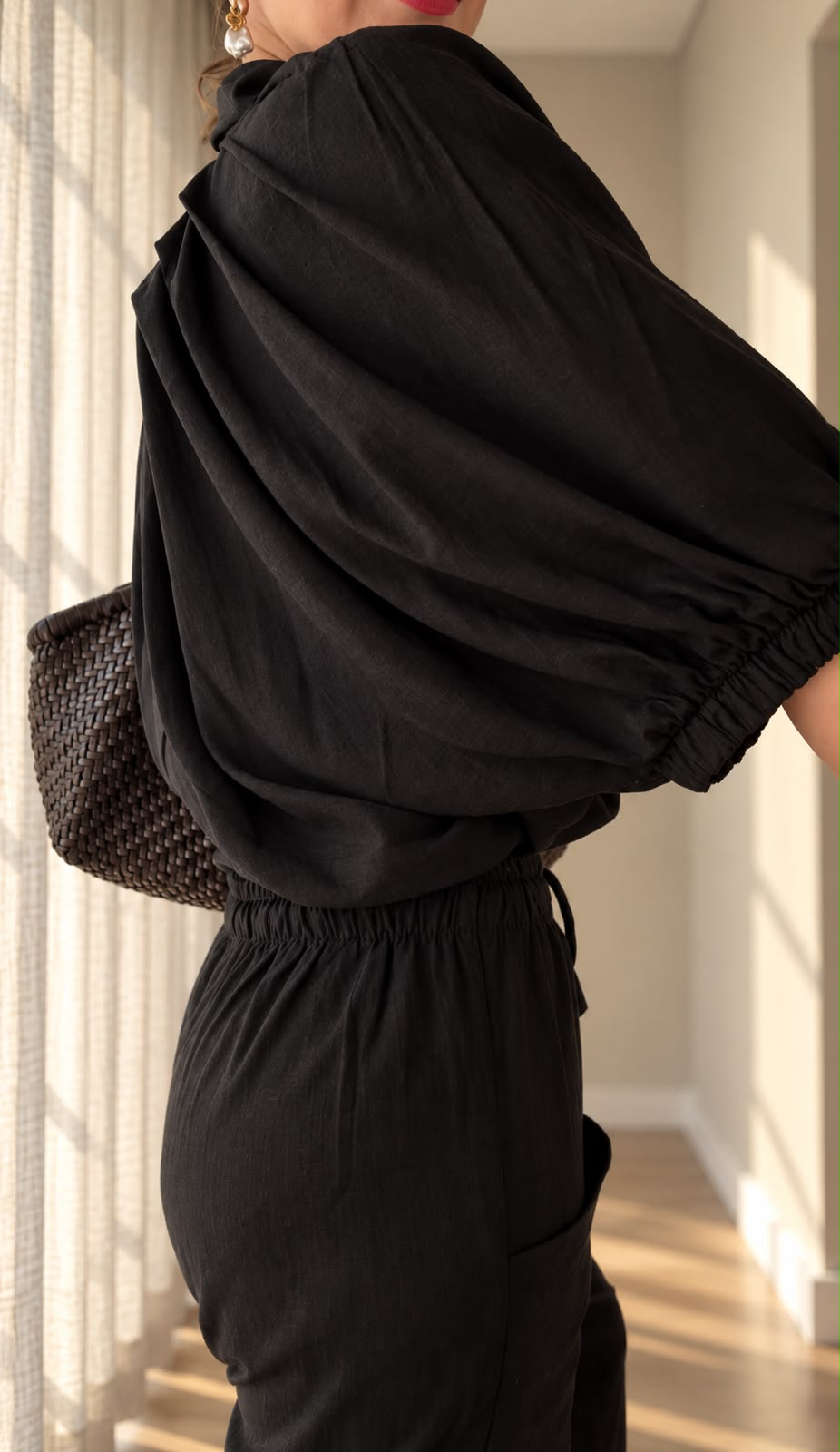 George Pants | Black Slub-Linen