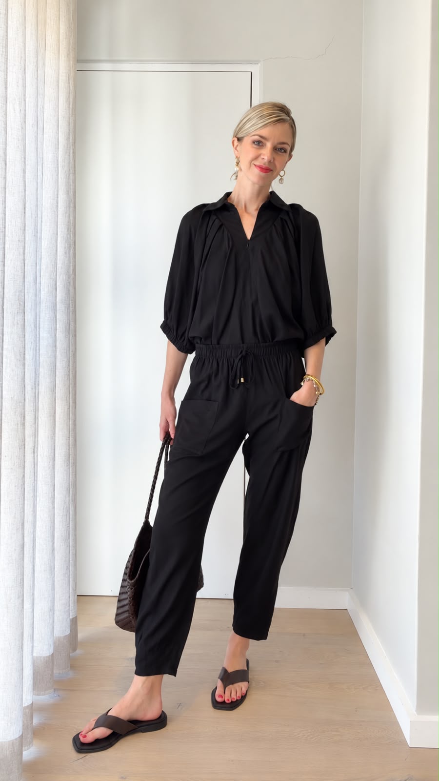 George Pants | Black Slub-Linen