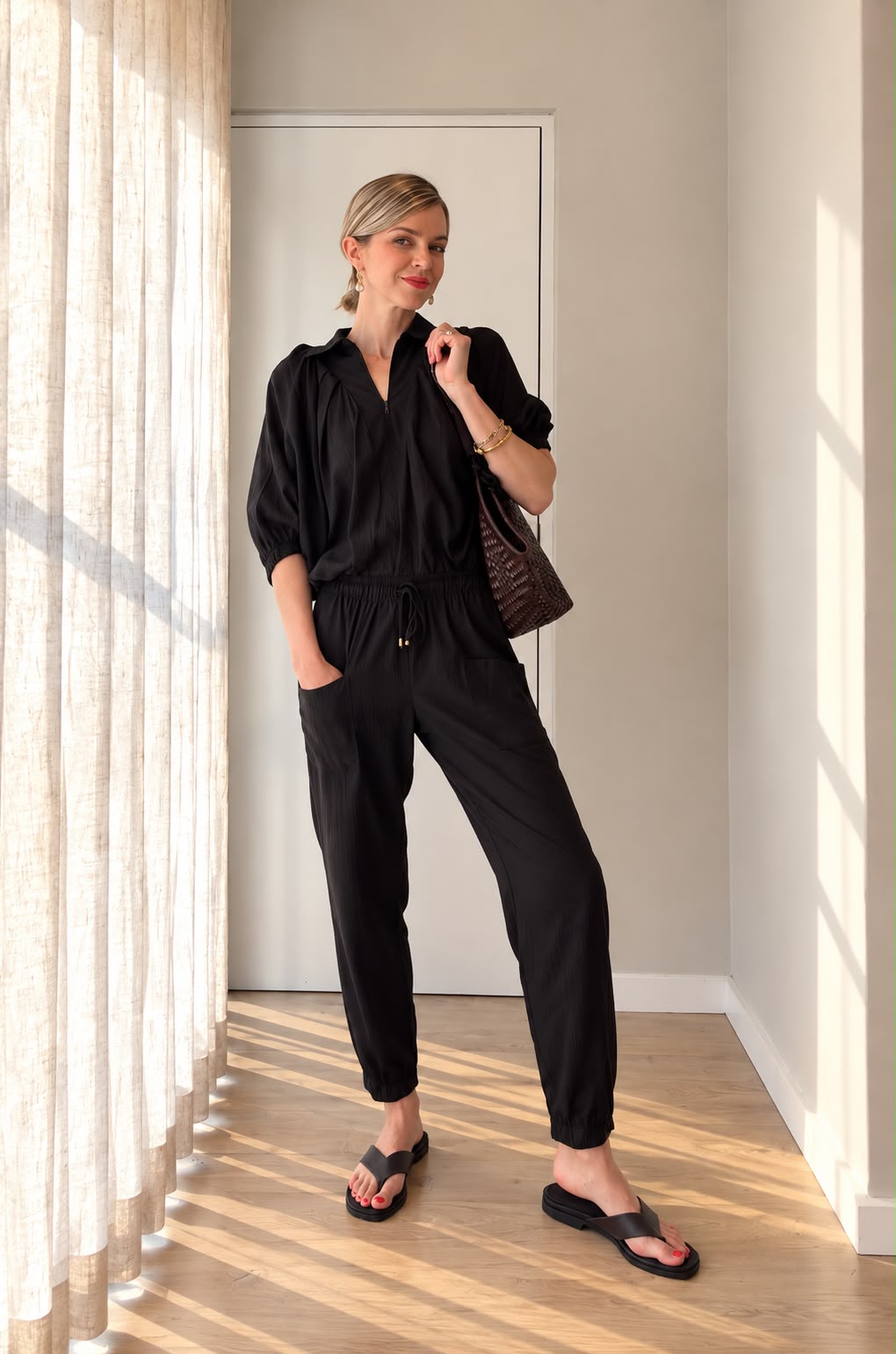 George Pants | Black Slub-Linen