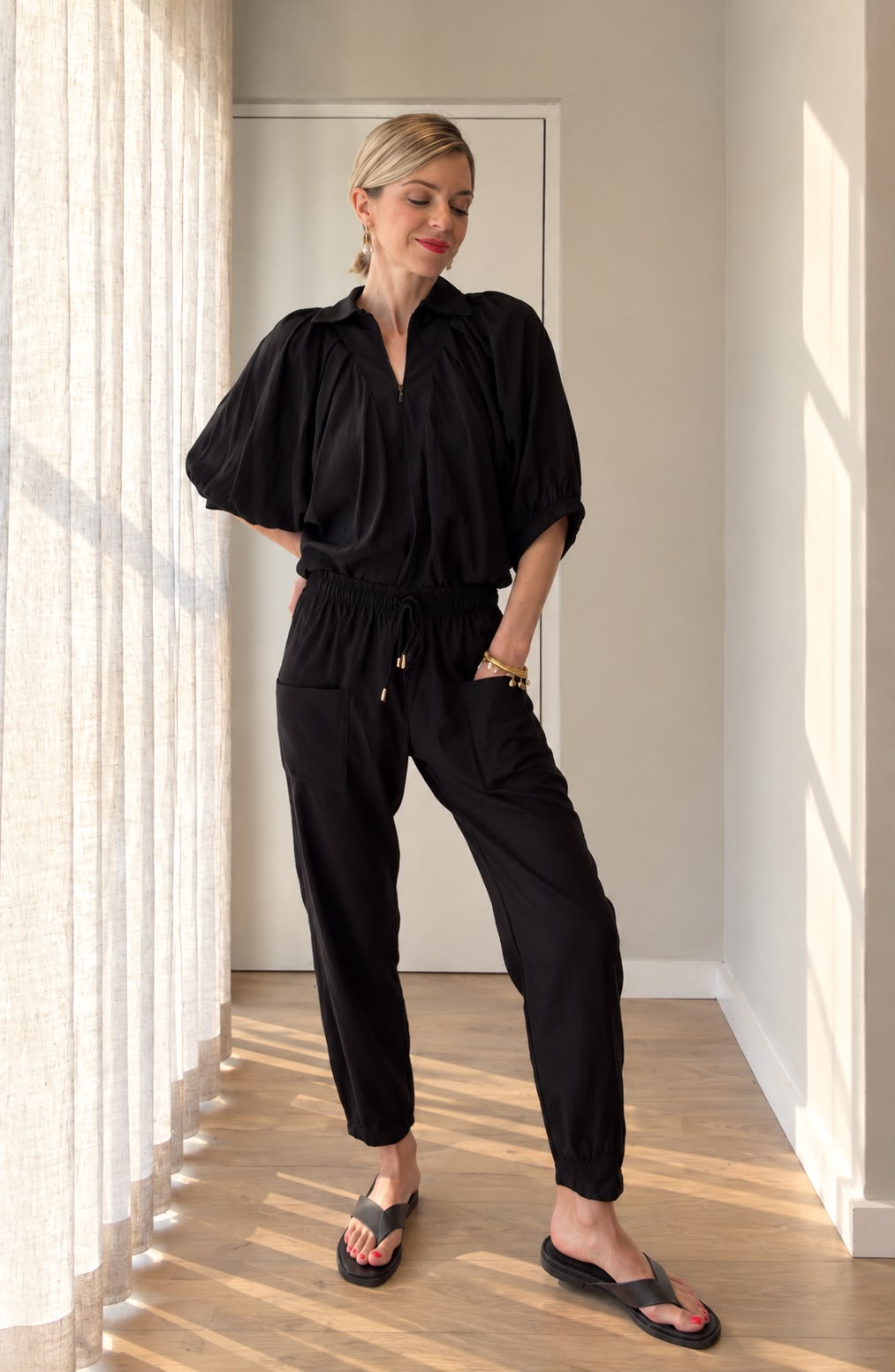 George Pants | Black Slub-Linen